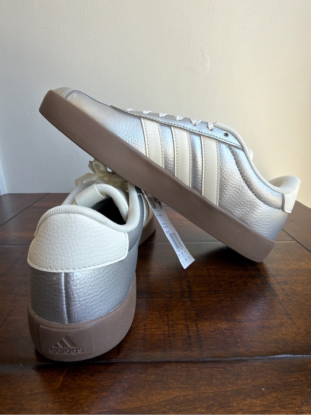 adidas VL Court 3.0 Silver White Metallic JQ7315 Women's Size 8 NWOB - Picture 8 of 12